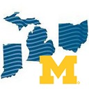 graphic of Michigan, Indiana and Ohio with a Maize colored "M"